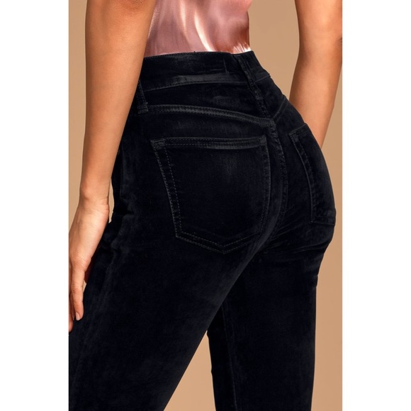 Free People - Stella Black Velvet High-Rise Skinny Jeans 25 - Picture 4 of 5